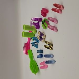 Barbie doll shoes and brush bundle